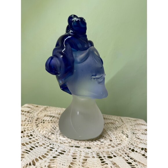 Vintage 90's Fellerman Art Glass Head Sculpture Blue Hair - Picture 13 of 16